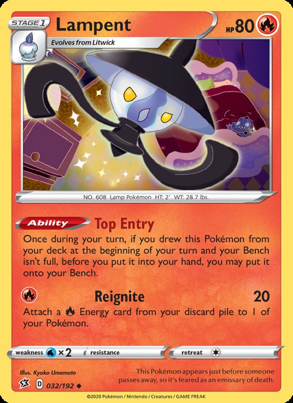 Lampent 32/192 - Rebel Clash Pokemon card