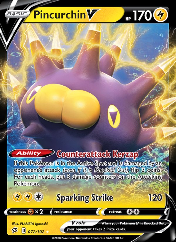 Pincurchin V 72/192 - Rebel Clash Pokemon card