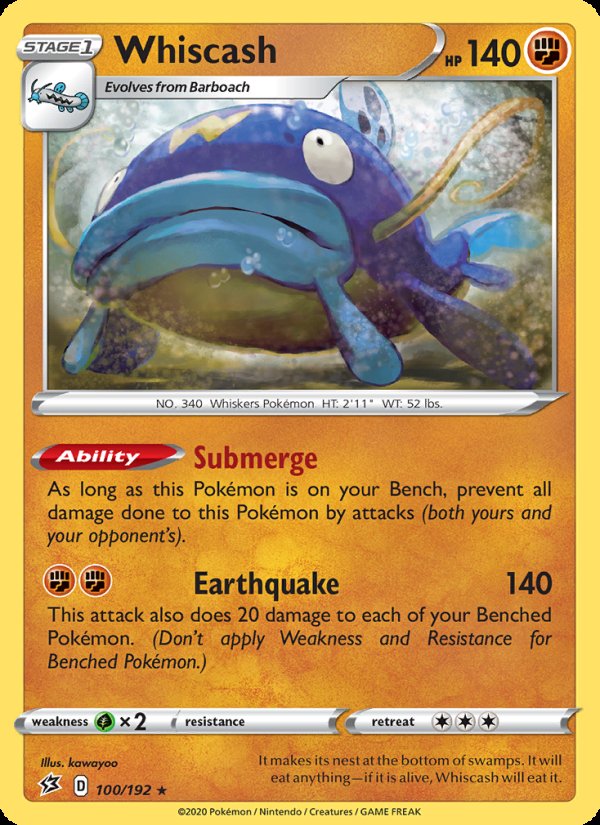 Whiscash 100/192 - Rebel Clash Pokemon card
