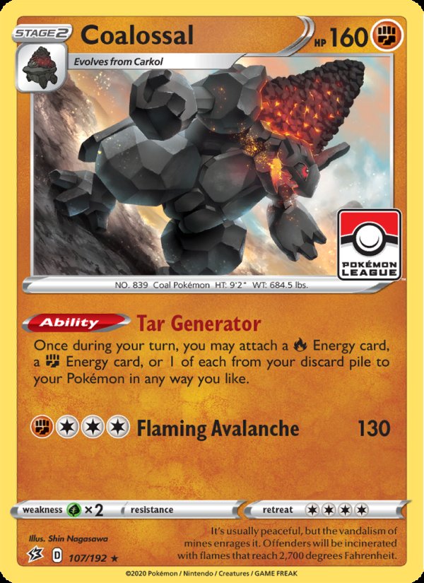 Coalossal 107/192 - Rebel Clash Pokemon card