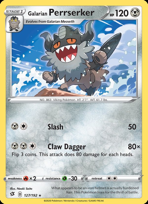 Galarian Perrserker 127/192 - Rebel Clash Pokemon card
