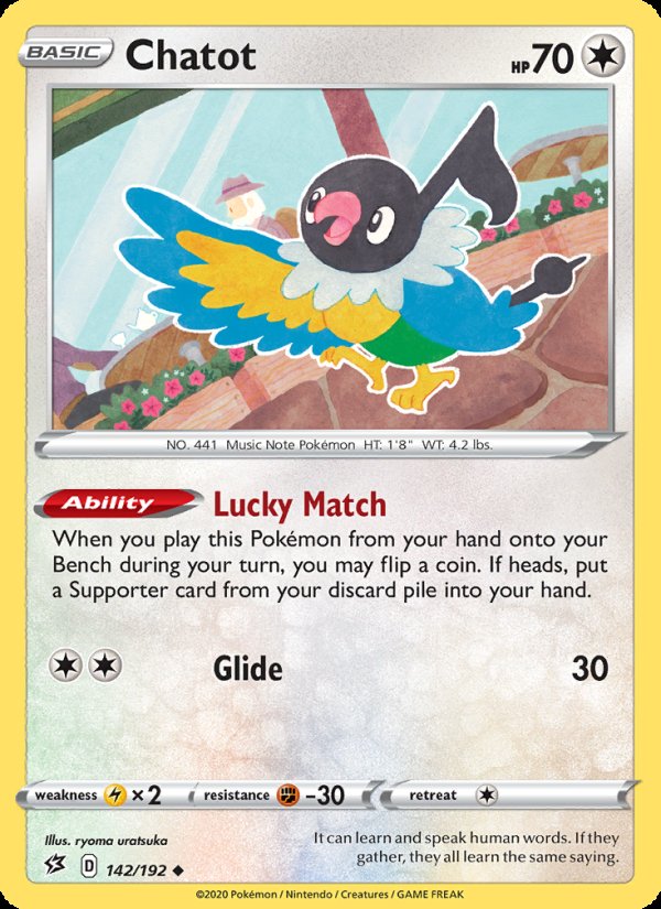 Chatot 142/192 - Rebel Clash Pokemon card