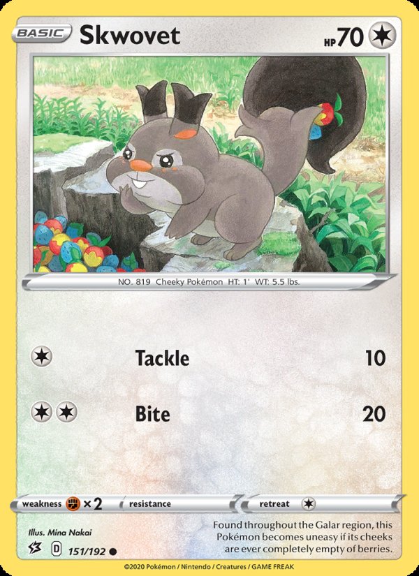 Skwovet 151/192 - Rebel Clash Pokemon card