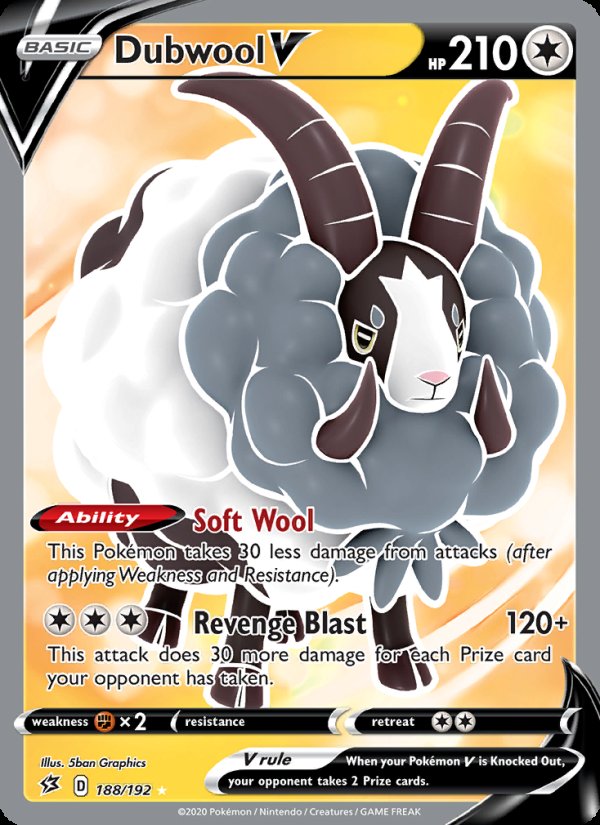 Dubwool V 188/192 - Rebel Clash Pokemon card