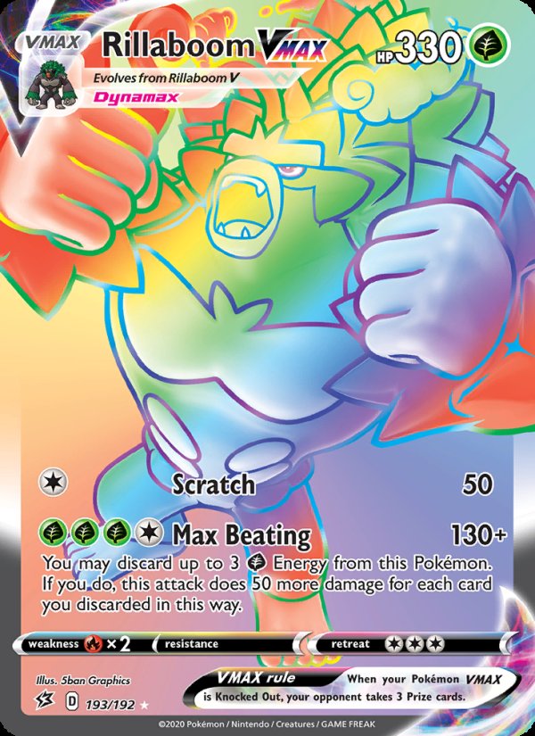 Rillaboom VMAX 193/192 - Rebel Clash Pokemon card