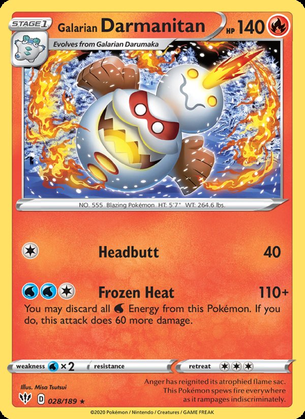 Galarian Darmanitan 28/189 - Darkness Ablaze Pokemon card