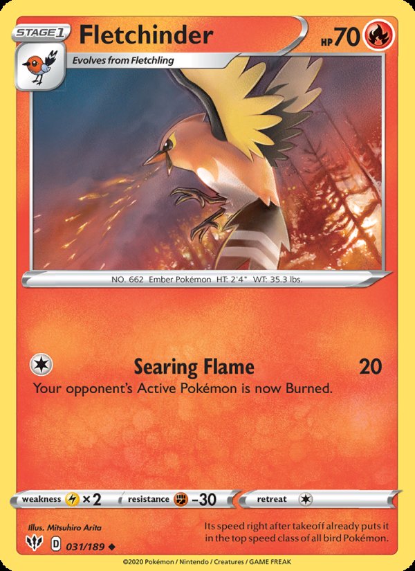 Fletchinder 31/189 - Darkness Ablaze Pokemon card