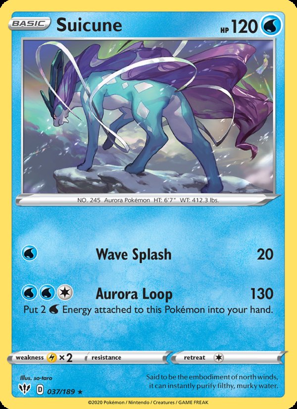 Suicune 37/189 - Darkness Ablaze Pokemon card
