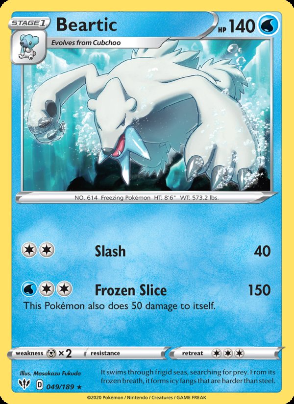 Beartic 49/189 - Darkness Ablaze Pokemon card