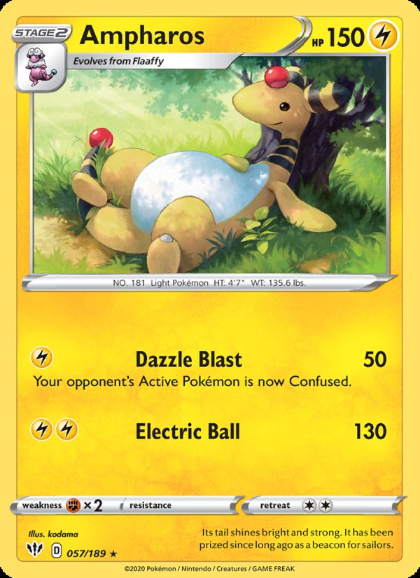 Ampharos 57/189 - Darkness Ablaze Pokemon card
