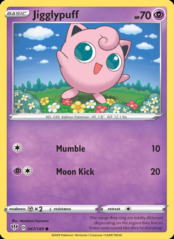 Jigglypuff 67/189 - Darkness Ablaze Pokemon card