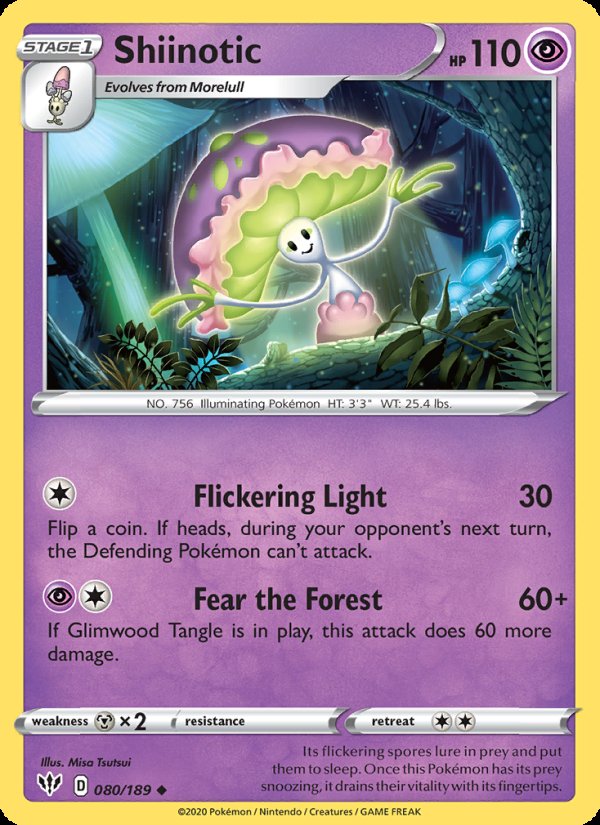Shiinotic 80/189 - Darkness Ablaze Pokemon card