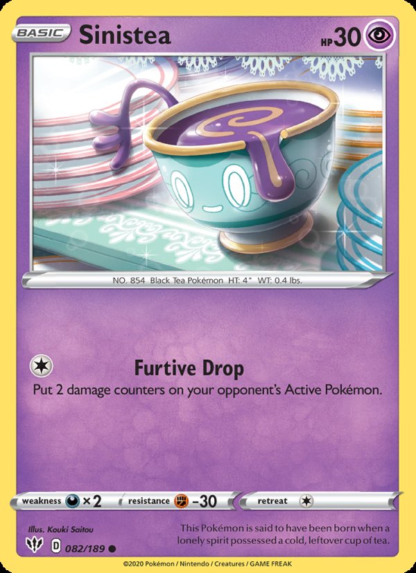 Sinistea 82/189 - Darkness Ablaze Pokemon card
