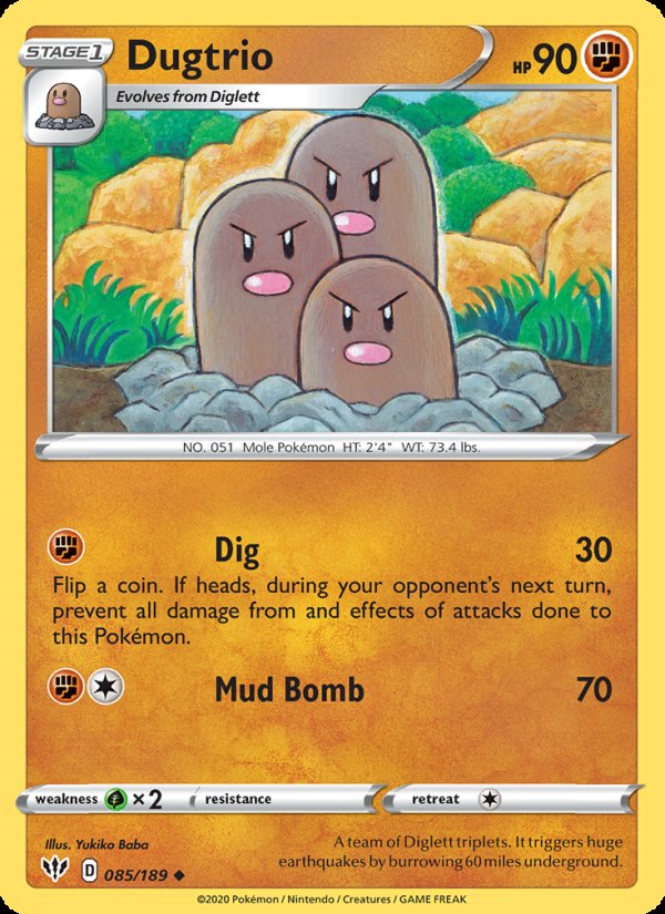 Dugtrio 85/189 - Darkness Ablaze Pokemon card
