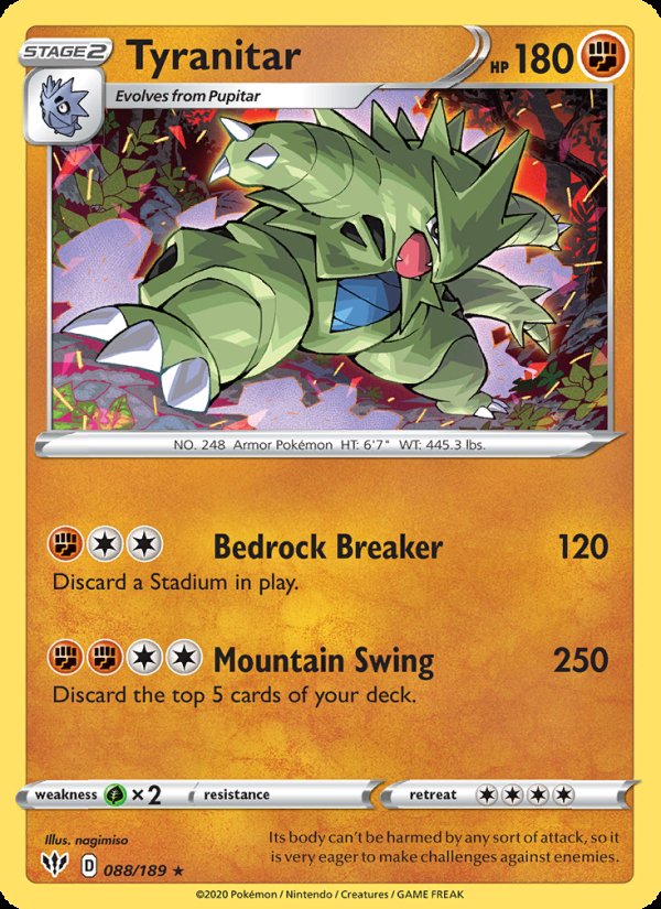 Tyranitar 88/189 - Darkness Ablaze Pokemon card