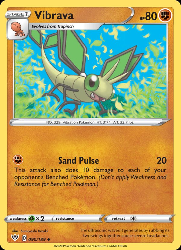 Vibrava 90/189 - Darkness Ablaze Pokemon card