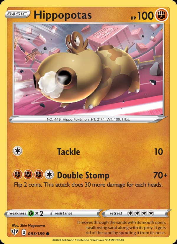 Hippopotas 93/189 - Darkness Ablaze Pokemon card