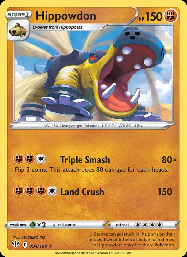 Hippowdon 94/189 - Darkness Ablaze Pokemon card