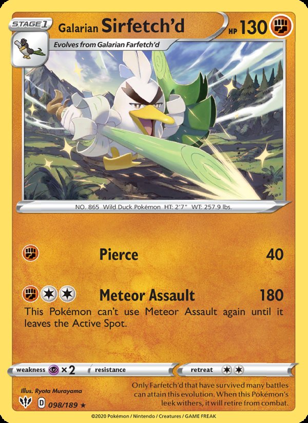 Galarian Sirfetch'd 98/189 - Darkness Ablaze Pokemon card