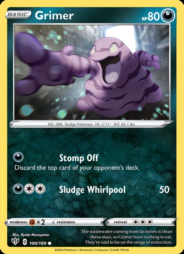 Grimer 100/189 - Darkness Ablaze Pokemon card