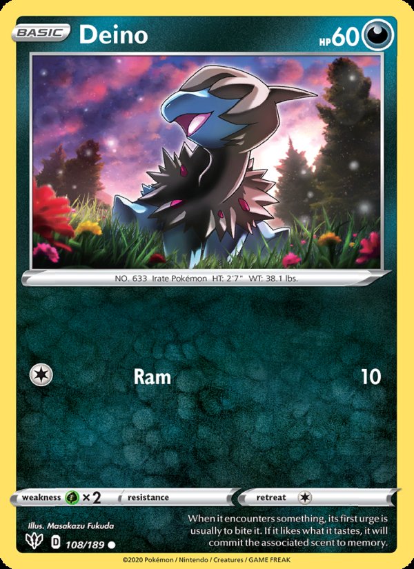 Deino 108/189 - Darkness Ablaze Pokemon card