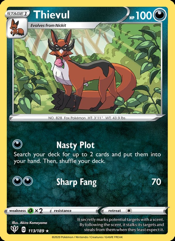 Thievul 113/189 - Darkness Ablaze Pokemon card