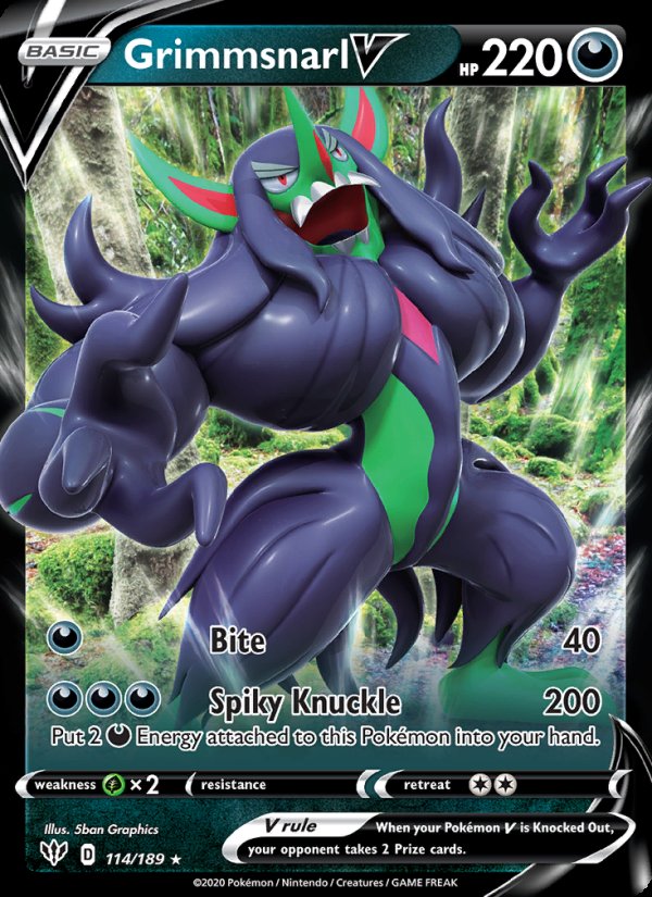 Grimmsnarl V 114/189 - Darkness Ablaze Pokemon card