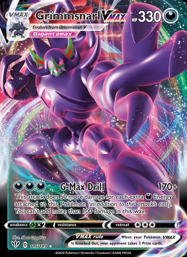 Grimmsnarl VMAX 115/189 - Darkness Ablaze Pokemon card