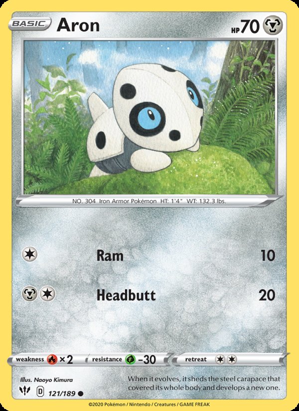 Aron 121/189 - Darkness Ablaze Pokemon card