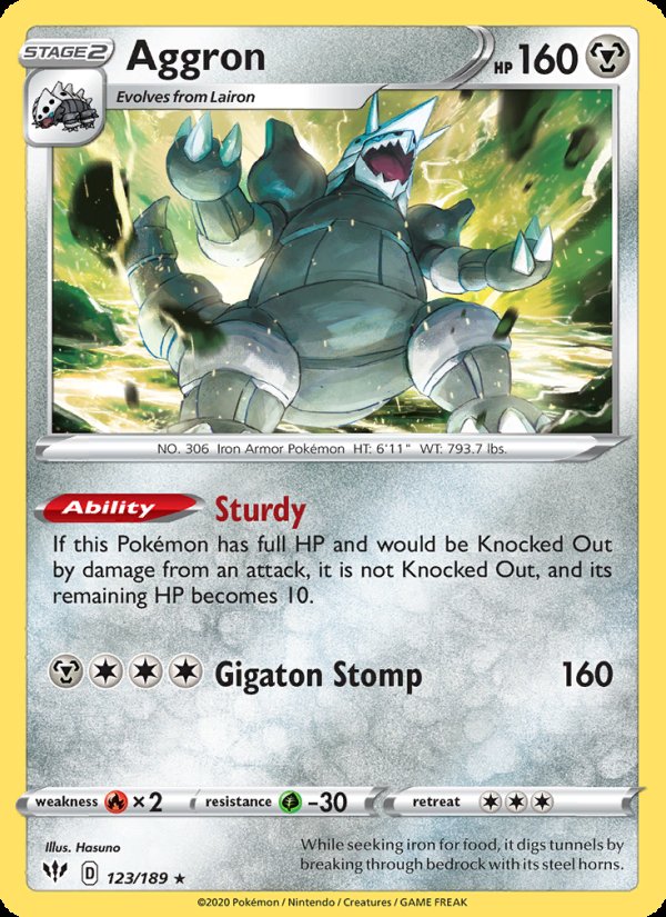 Aggron 123/189 - Darkness Ablaze Pokemon card