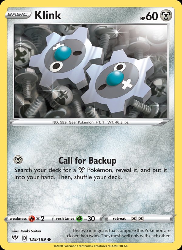Klink 125/189 - Darkness Ablaze Pokemon card
