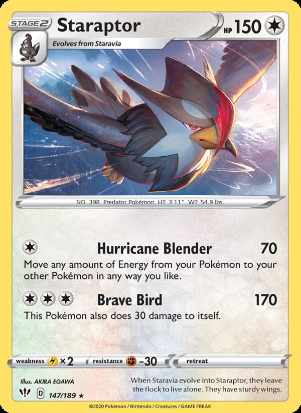 Staraptor 147/189 - Darkness Ablaze Pokemon card