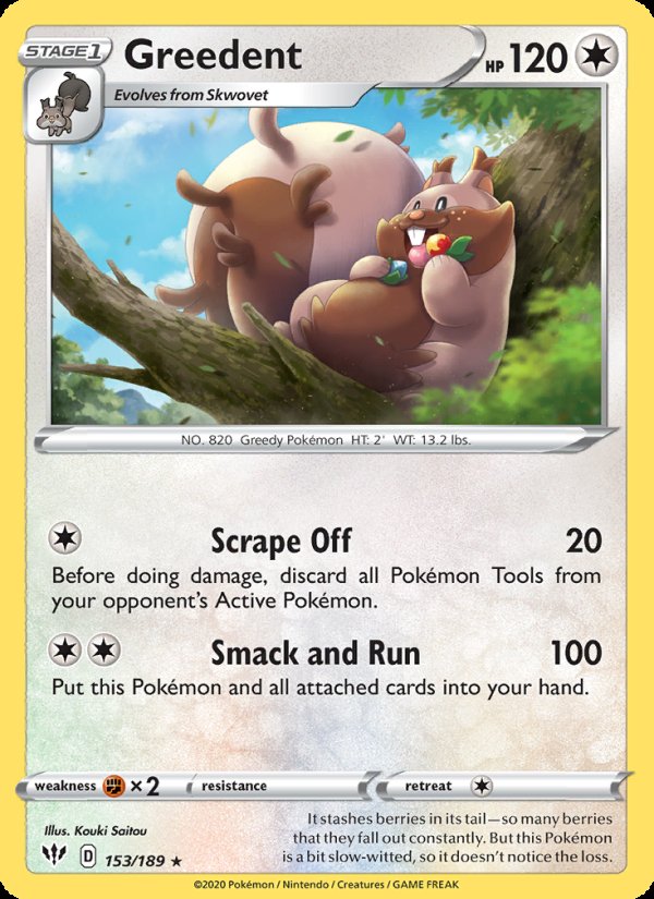 Greedent 153/189 - Darkness Ablaze Pokemon card