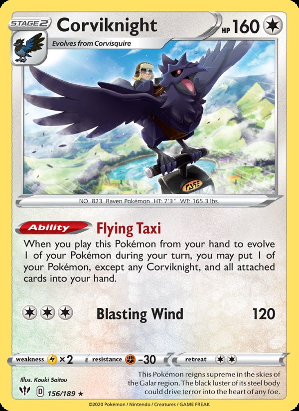 Corviknight 156/189 - Darkness Ablaze Pokemon card