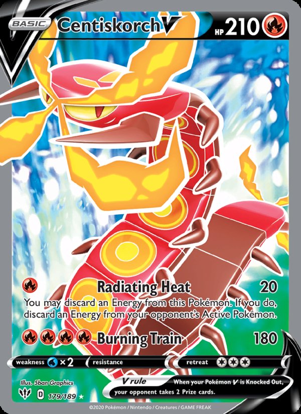 Centiskorch V 179/189 - Darkness Ablaze Pokemon card