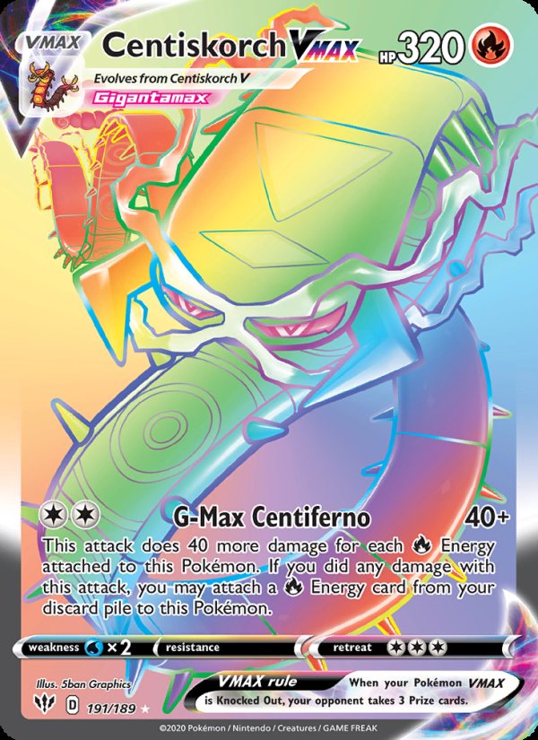 Centiskorch VMAX 191/189 - Darkness Ablaze Pokemon card