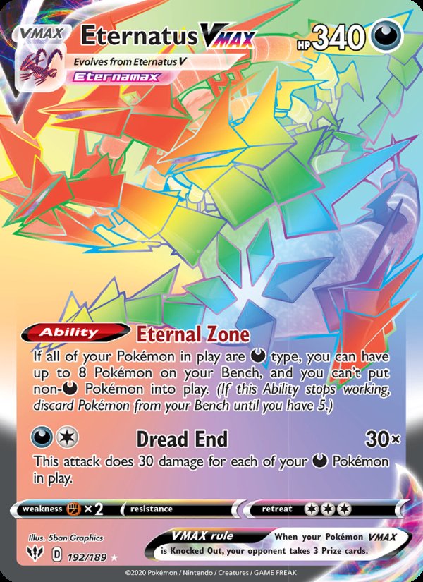 Eternatus VMAX 192/189 - Darkness Ablaze Pokemon card