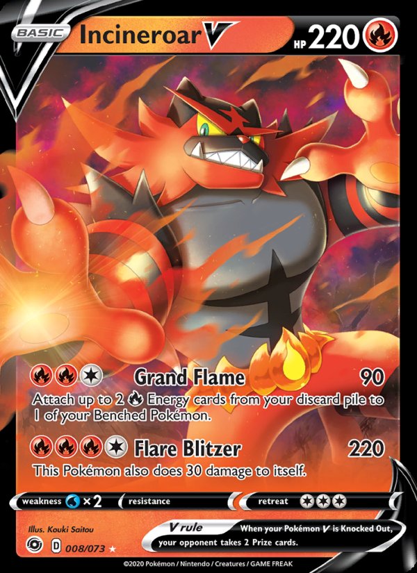 Incineroar V 8/73 - Champion's Path Pokemon card