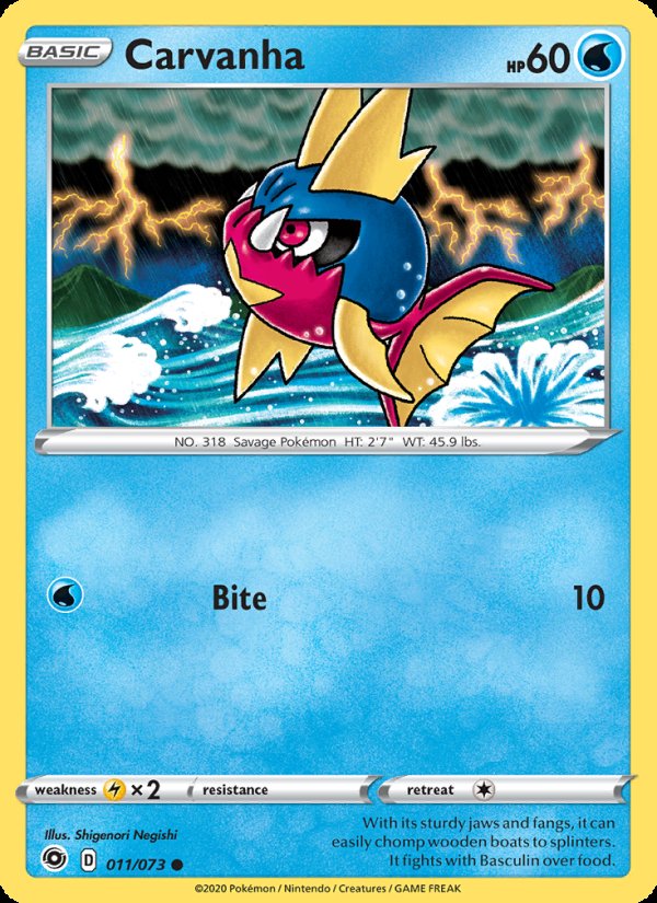 Carvanha 11/73 - Champion's Path Pokemon card
