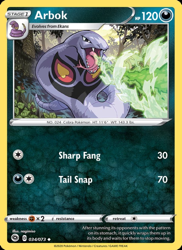 Arbok 34/73 - Champion's Path Pokemon card