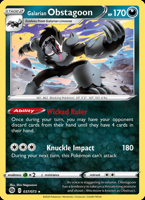 Galarian Obstagoon 37/73 - Champion's Path Pokemon card
