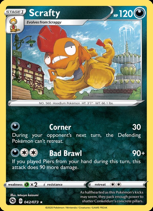 Scrafty 42/73 - Champion's Path Pokemon card