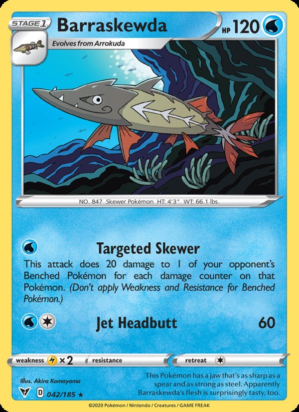 Barraskewda 42/185 - Vivid Voltage Pokemon card