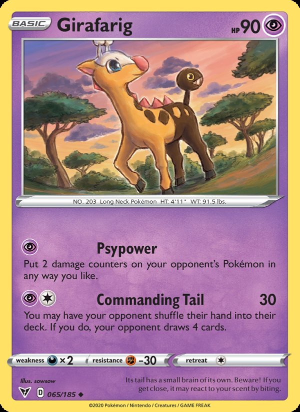 Girafarig 65/185 - Vivid Voltage Pokemon card