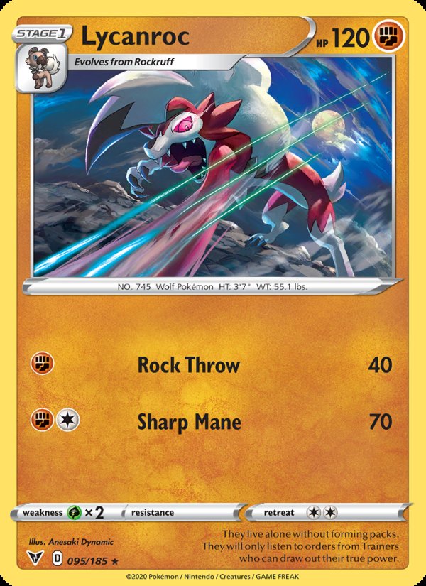 Lycanroc 95/185 - Vivid Voltage Pokemon card