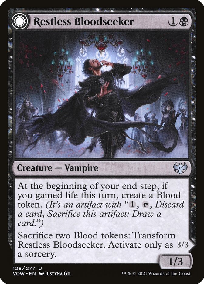 Restless Bloodseeker // Bloodsoaked Reveler 128 - Innistrad: Crimson Vow MTG card