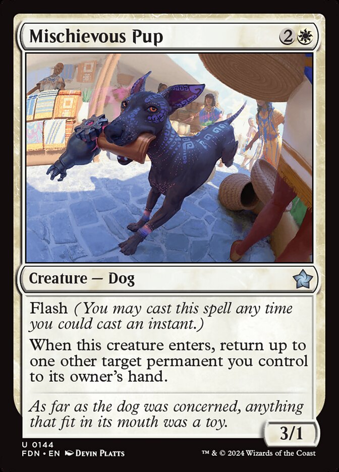 Mischievous Pup 144 - Foundations MTG card