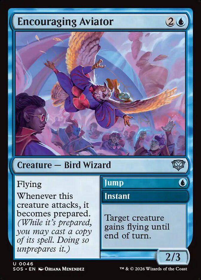 Encouraging Aviator // Jump 46 - Secrets of Strixhaven MTG card