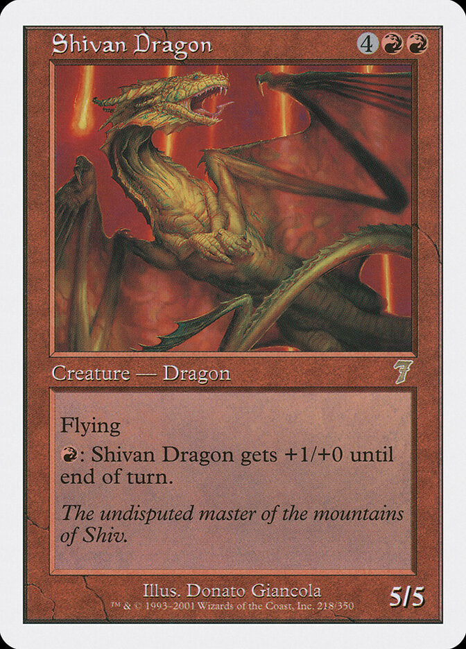 Shivan Dragon 218 - Seventh Edition MTG card