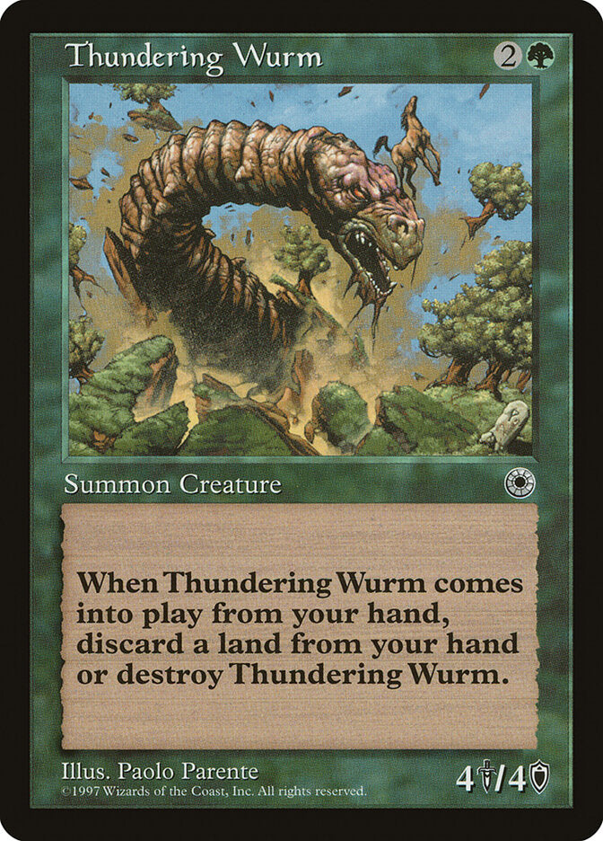 Thundering Wurm 189 - Portal MTG card
